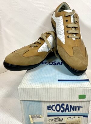 SCARPA ECOSANIT - Modello MARIO FORATO - Colore Pelle/Camoscio Beige Bianco